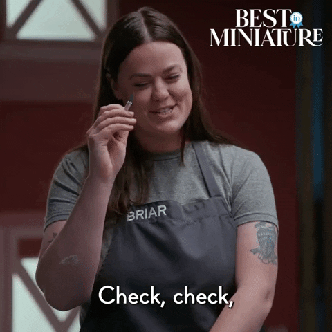 Best in Miniature scene. Subtitle: Check, check, check
